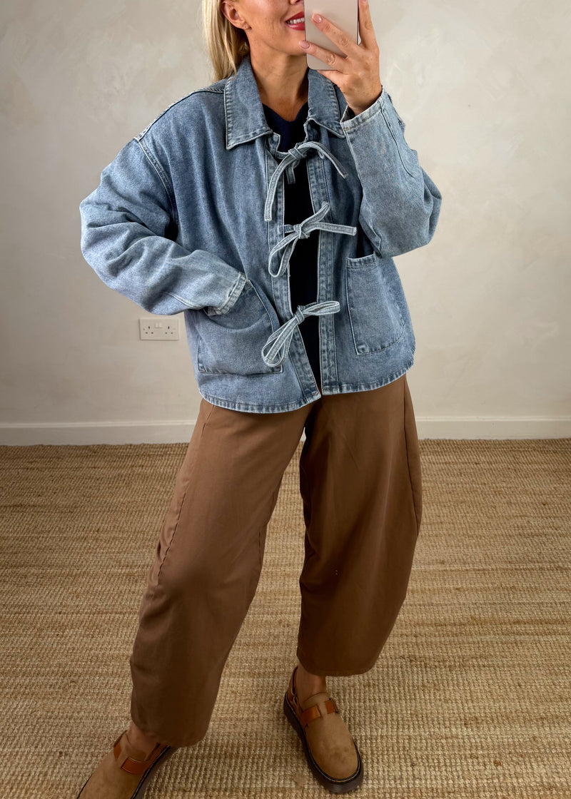 Tilly tie front denim jacket-The Style Attic