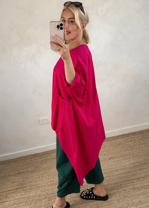 Toni pocket top - hot pink-The Style Attic