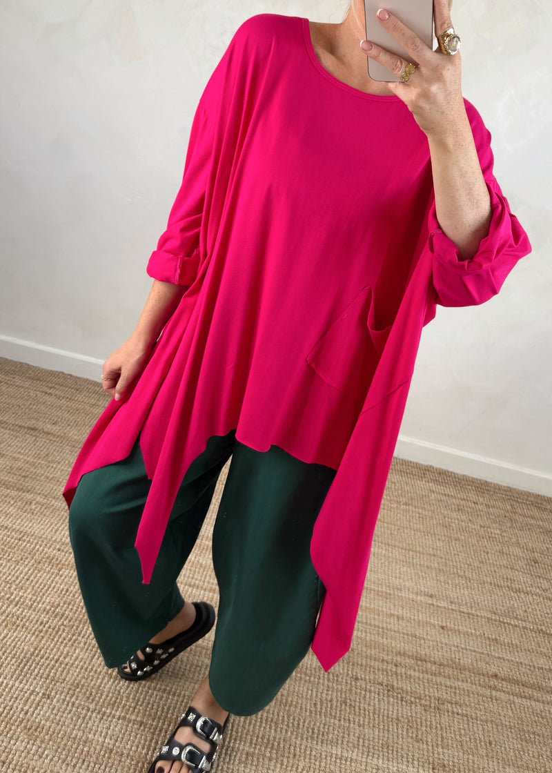 Toni pocket top - hot pink-The Style Attic