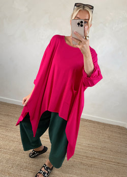 Toni pocket top - hot pink-The Style Attic