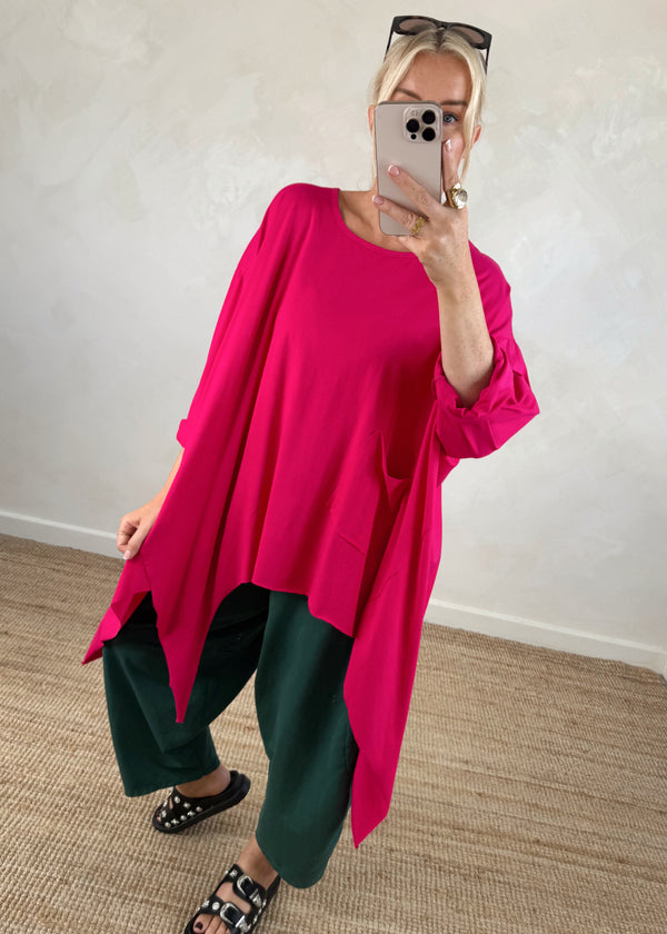 Toni pocket top - hot pink-The Style Attic