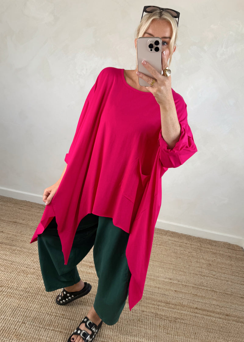 Toni pocket top - hot pink-The Style Attic