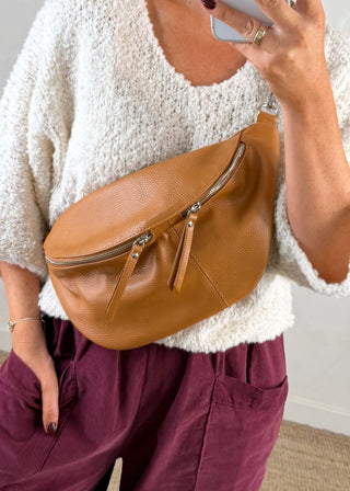 Tori leather sling bag - Light Tan-The Style Attic
