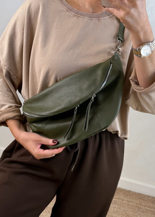 Tori leather sling bag - Olive-The Style Attic