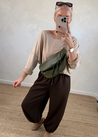 Tori leather sling bag - Olive-The Style Attic
