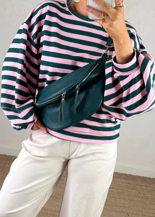 Tori leather sling bag - Teal-The Style Attic