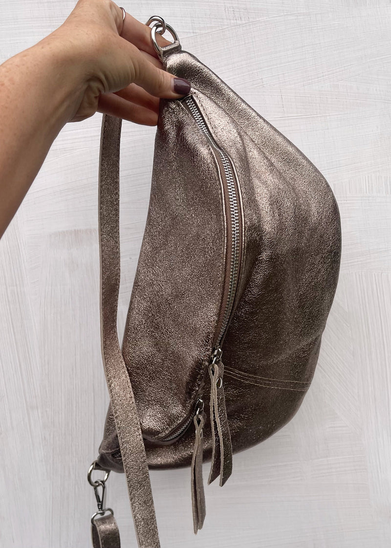 Tori leather sling bag - bronze-The Style Attic