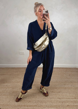 Drew corduroy jumpsuit - navy-The Style Attic