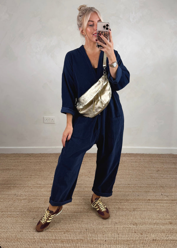 Drew corduroy jumpsuit - navy-The Style Attic