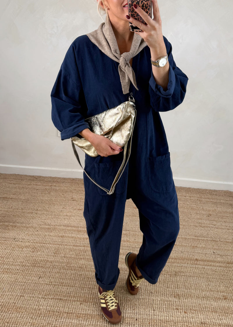 Drew corduroy jumpsuit - navy-The Style Attic