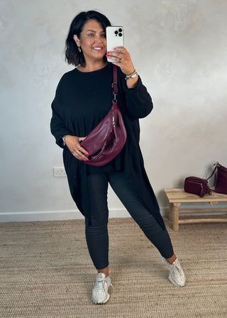 Tori leather sling bag - merlot-The Style Attic
