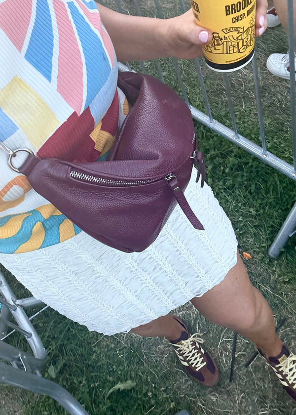 Tori leather sling bag - merlot-The Style Attic