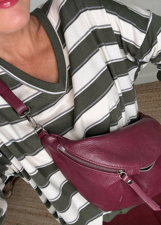 Tori leather sling bag - merlot-The Style Attic