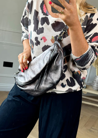 Tori leather sling bag - pewter-The Style Attic