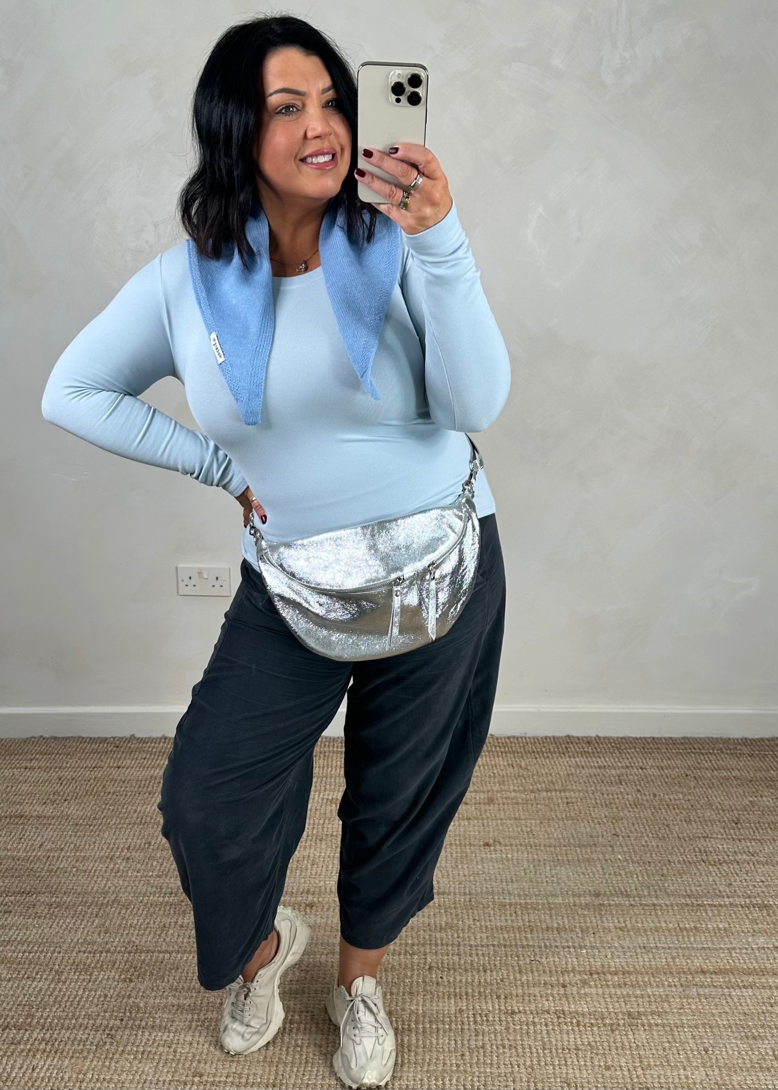 Tori leather sling bag - silver – The Style Attic