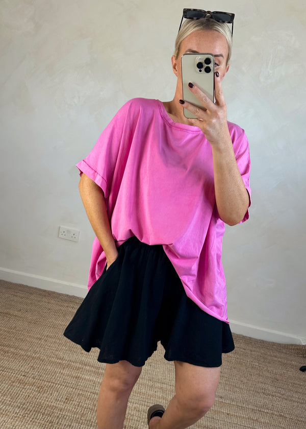 Trent acid wash Tee - bubblegum-The Style Attic