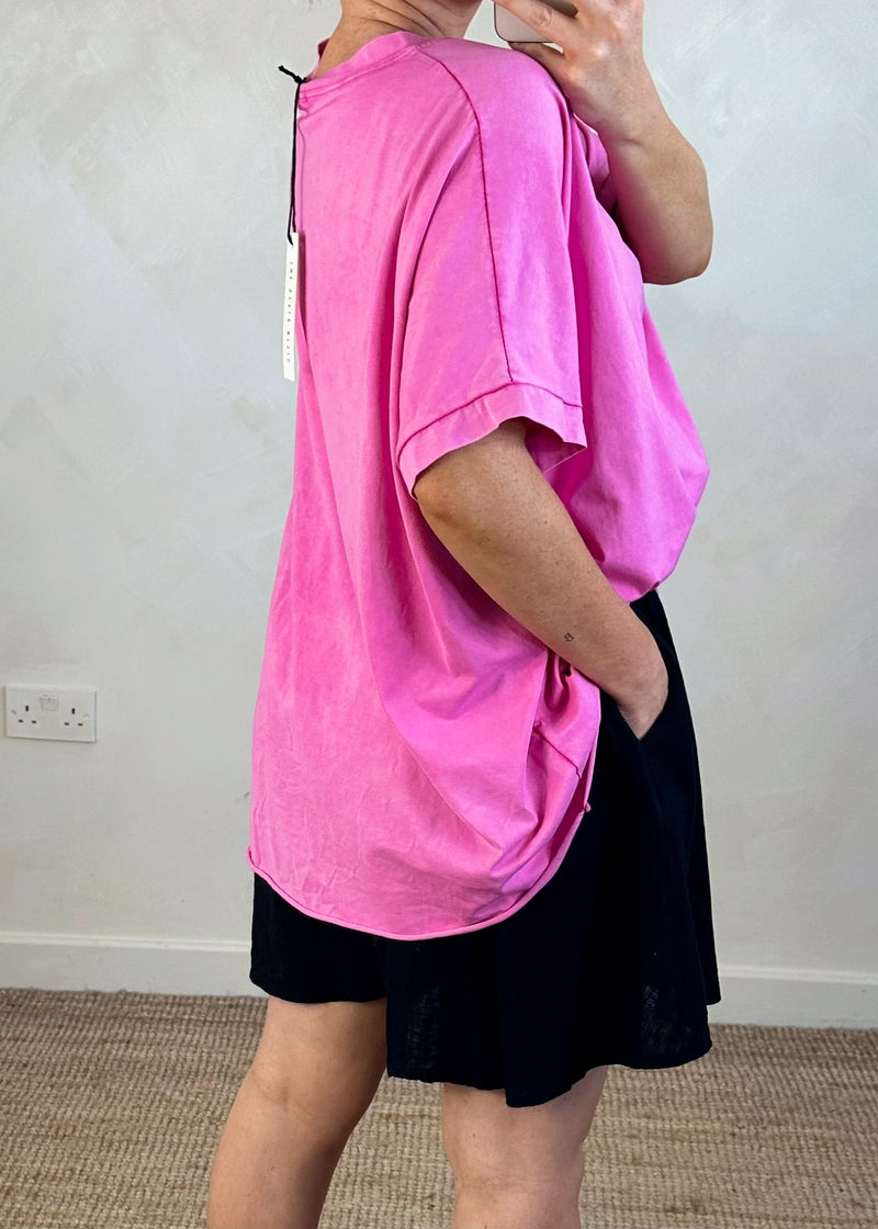 Trent acid wash Tee - bubblegum-The Style Attic