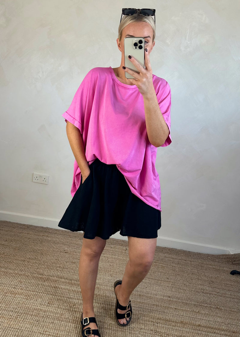 Trent acid wash Tee - bubblegum-The Style Attic