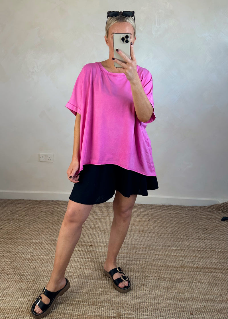 Trent acid wash Tee - bubblegum-The Style Attic