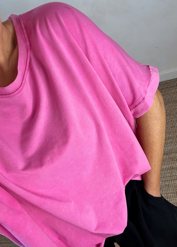 Trent acid wash Tee - bubblegum-The Style Attic