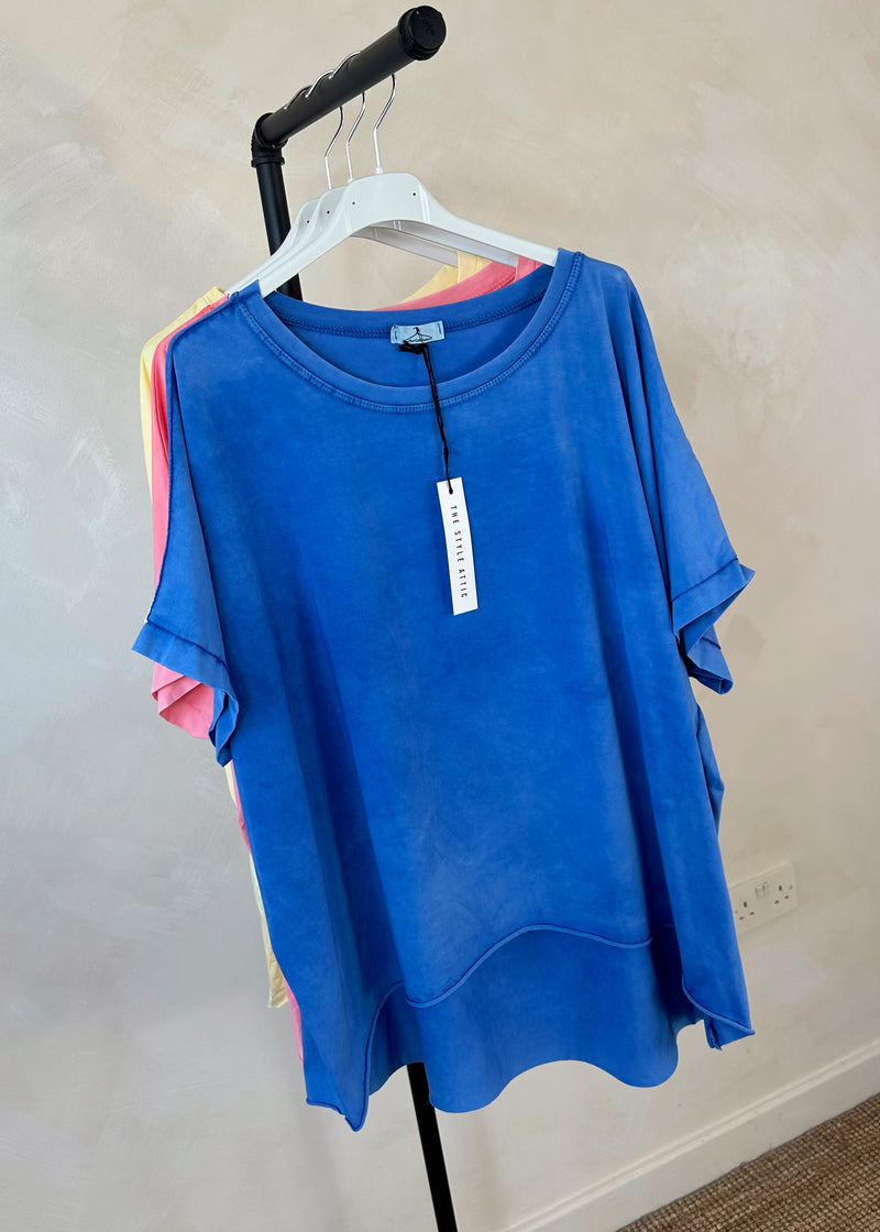 Trent acid wash Tee - cerulean-The Style Attic