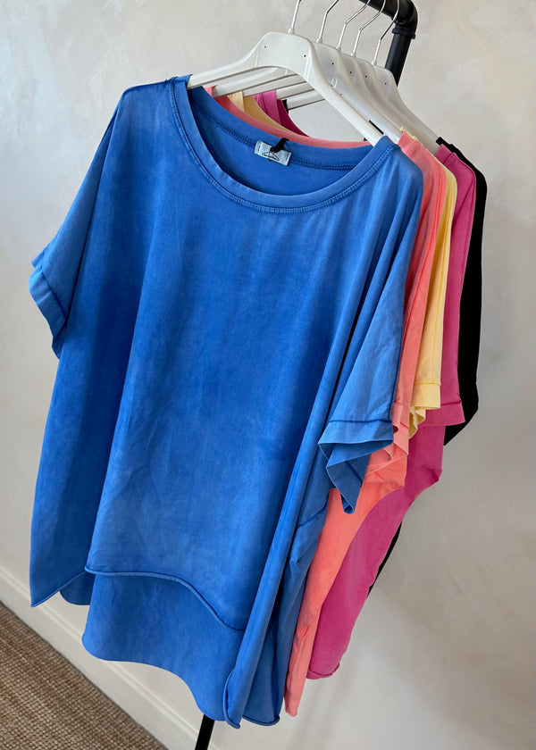 Trent acid wash Tee - cerulean-The Style Attic