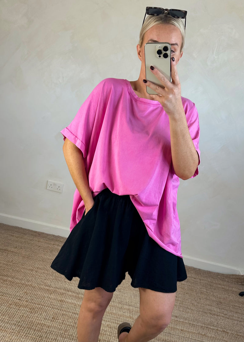 Trent acid wash Tee - coral-The Style Attic
