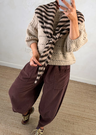 Triangle striped knitted scarf - choc/mocha-The Style Attic