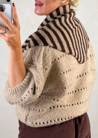 Triangle striped knitted scarf - choc/mocha-The Style Attic