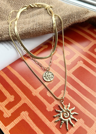 Triple sunbeam necklace - Gold-The Style Attic