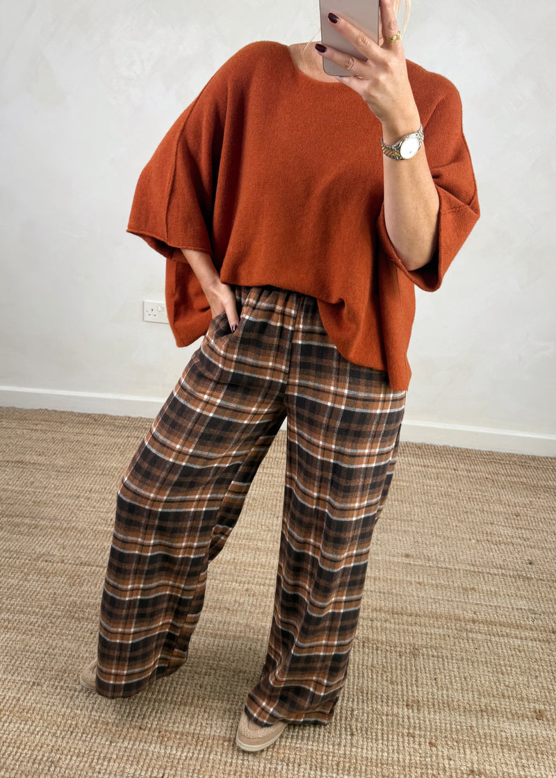 Troon cotton checked trouser - three-The Style Attic