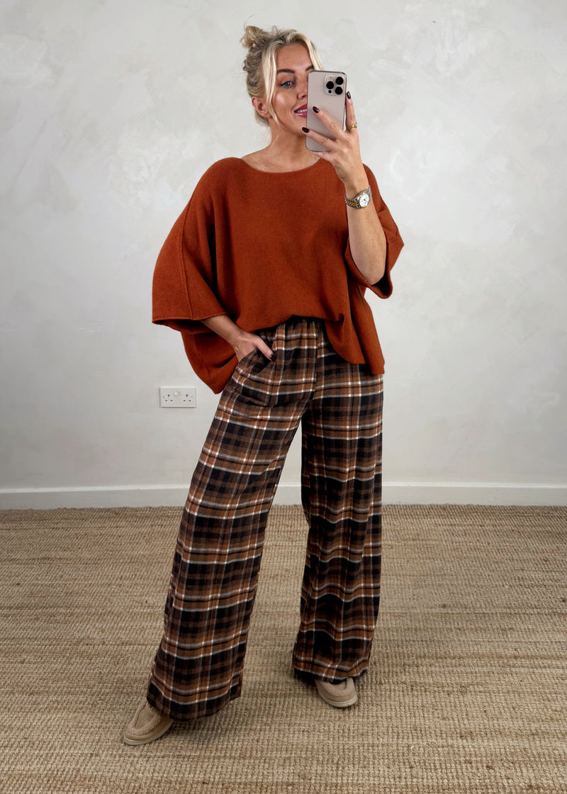 Troon cotton checked trouser - three-The Style Attic