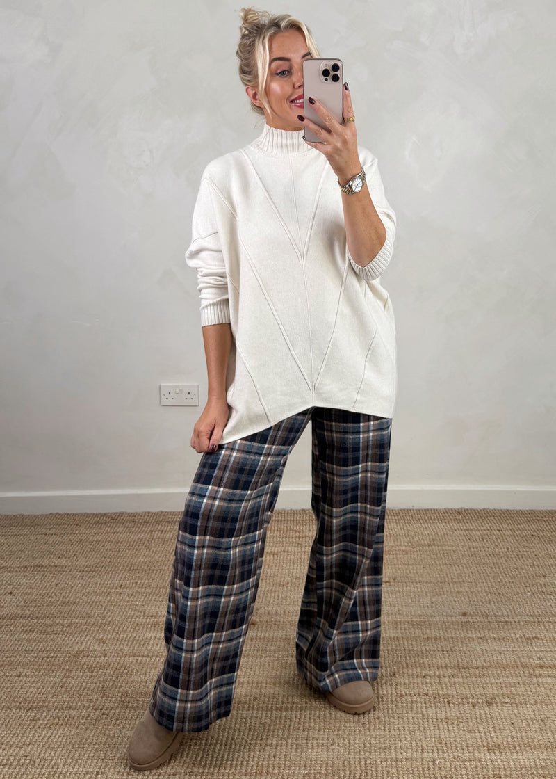 Troon cotton checked trouser - two-The Style Attic