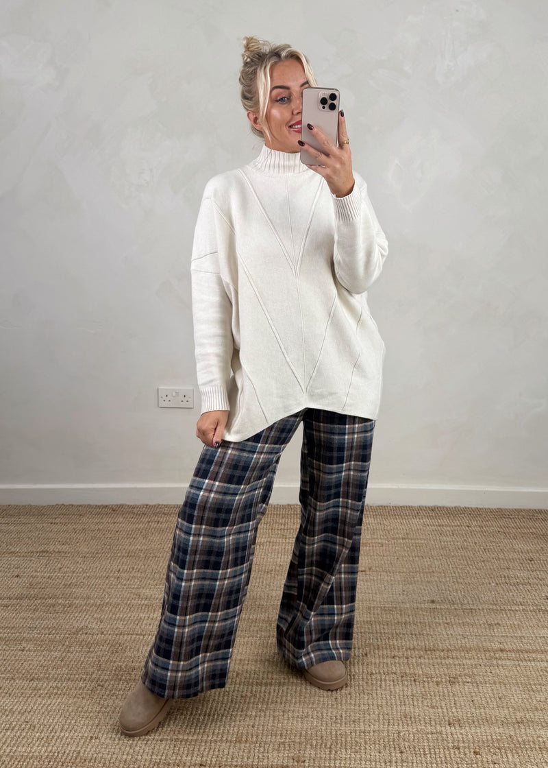 Troon cotton checked trouser - two-The Style Attic