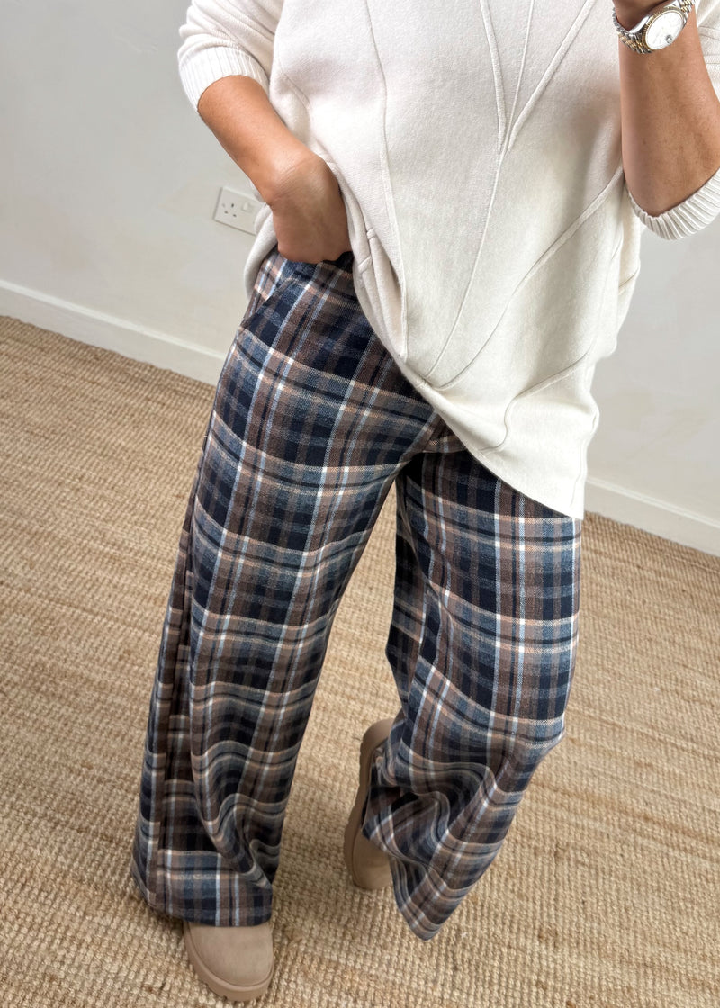 Troon cotton checked trouser - two-The Style Attic