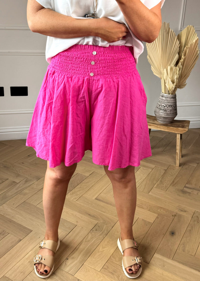 Tropez linen shorts - hot pink-The Style Attic
