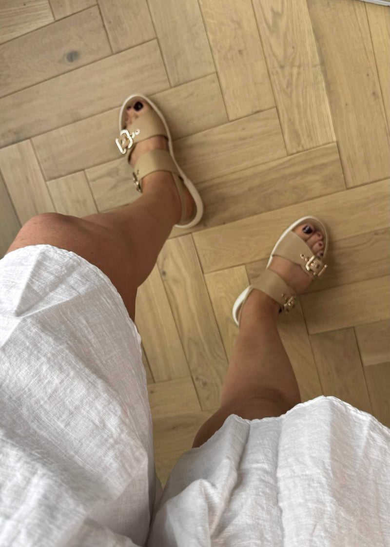 Tropez linen shorts - white-The Style Attic