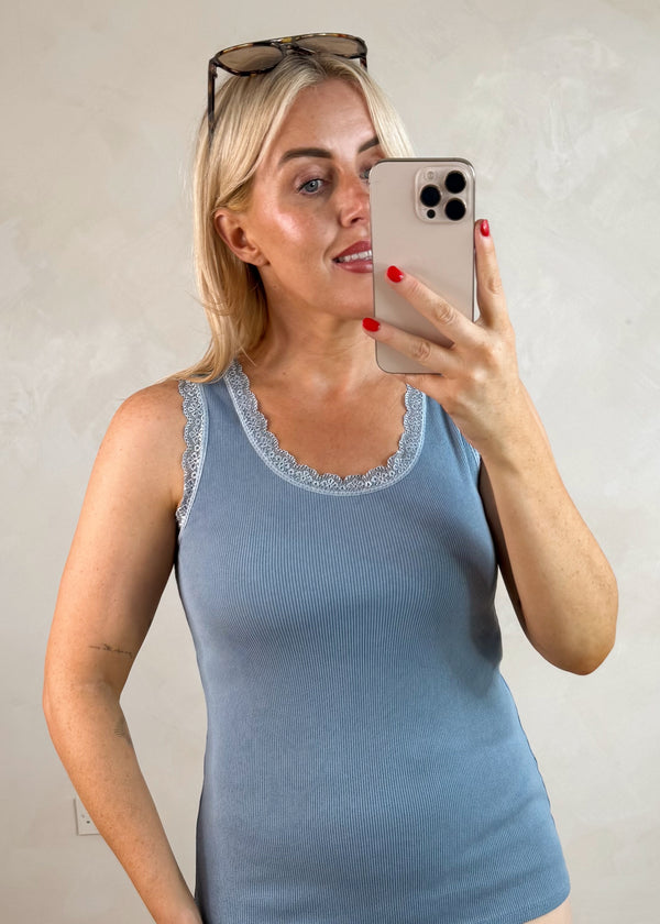 Tuesday lace vest - cornflower-The Style Attic