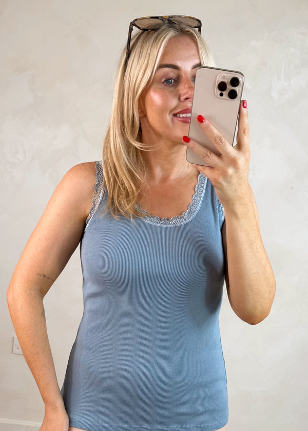 Tuesday lace vest - cornflower-The Style Attic