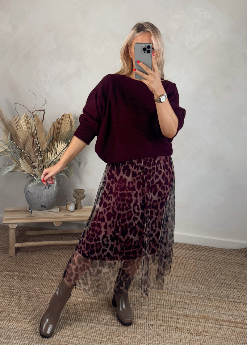 Tulle & knit dress - animal merlot-The Style Attic