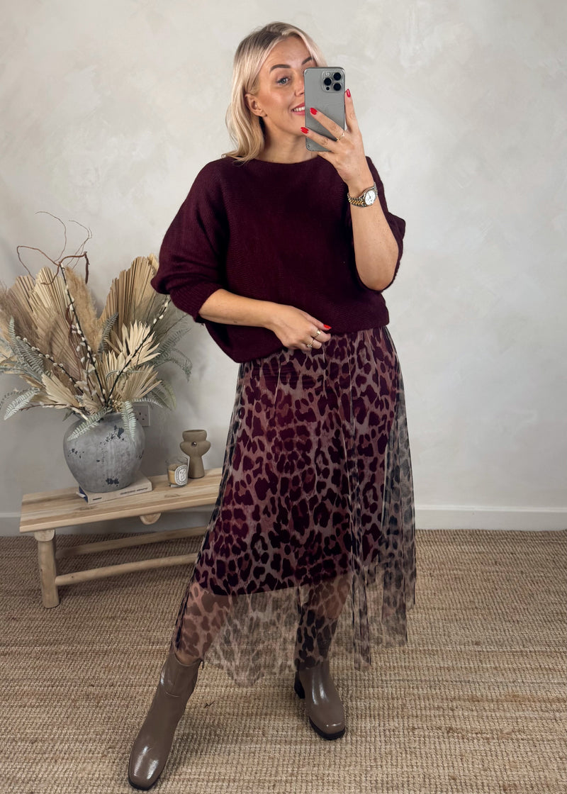 Tulle & knit dress - animal merlot-The Style Attic