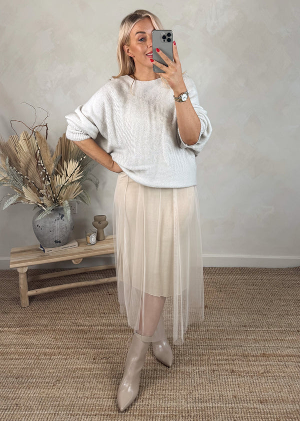 Tulle & knit dress - cream-The Style Attic