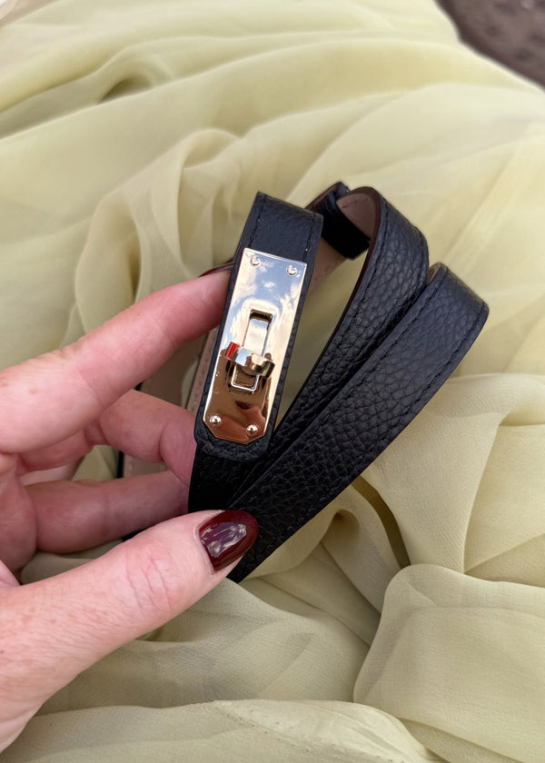 Twist lock leather belt - black-The Style Attic