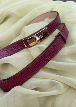 Twist lock leather belt - merlot-The Style Attic