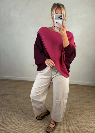 Two colour crossover knit - Rose-The Style Attic