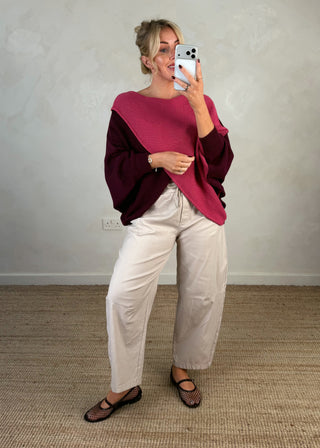 Two colour crossover knit - Rose-The Style Attic