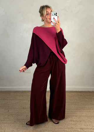 Two colour crossover knit - Rose-The Style Attic