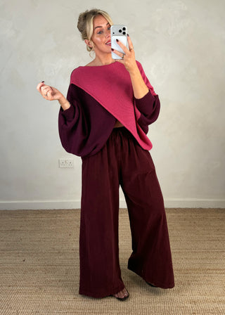 Two colour crossover knit - Rose-The Style Attic