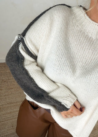Two tone knit - Cream-The Style Attic