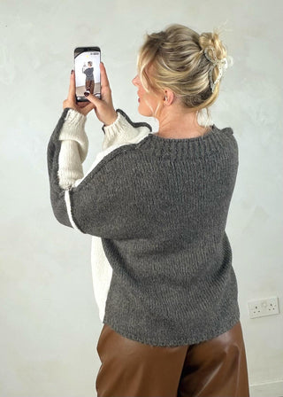 Two tone knit - Cream-The Style Attic